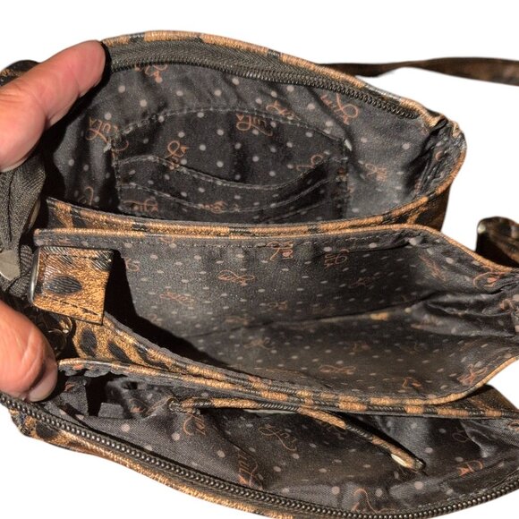 Lule Crossbody Purse in a Faux Leather Leopard Print with Adjustable Strap - Picture 3 of 4